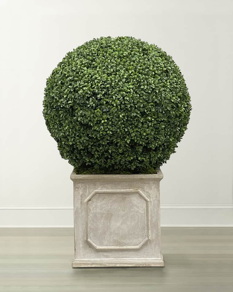 Winward Home Faux Boxwood Ball Topiary Plant in Planter, 36"T