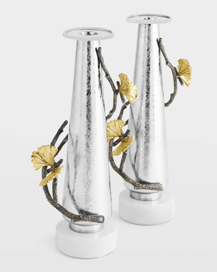 Michael Aram Butterfly Ginkgo Gold Candle Holders, Set of 2