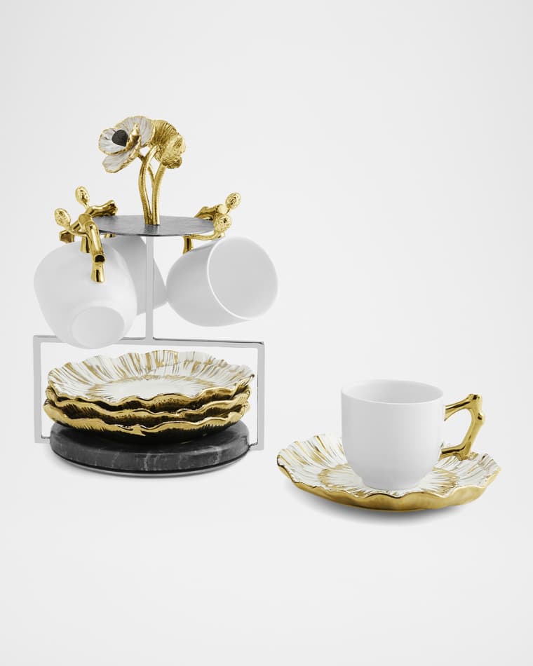 Michael Aram Anemone Demitasse Set & Stand