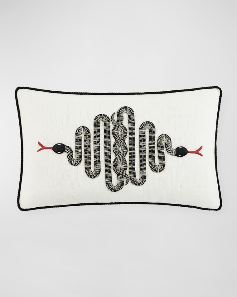 Jonathan Adler Snake Embroidered Pillow, 12" x 20"