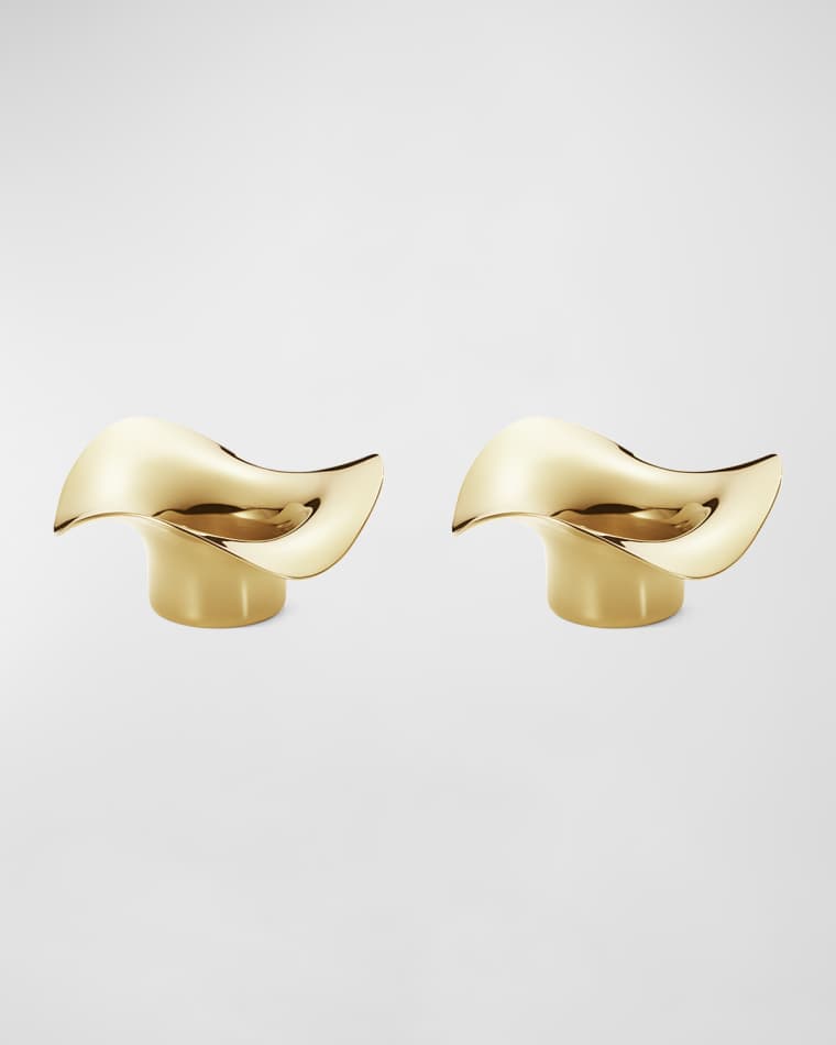Georg Jensen Golden Stainless Steel Cobra Tealight Holders, Set of 2