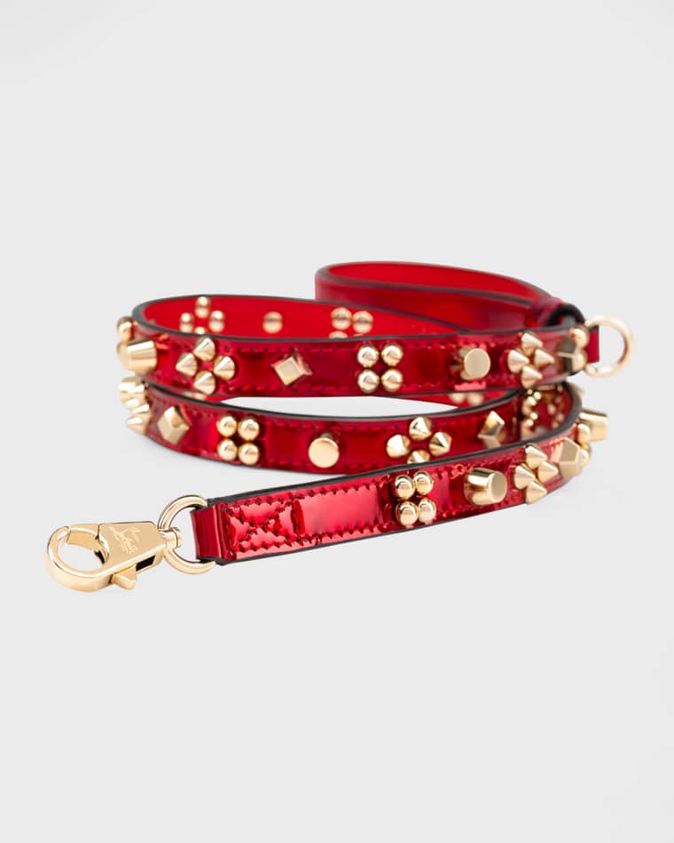 Christian Louboutin Loubileash Psychic Patent Leather Dog Leash with Cara Spikes, Small