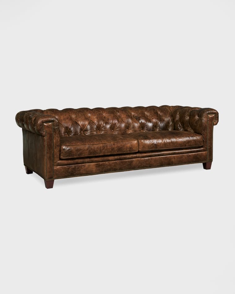 Old Hickory Tannery Blakely Leather Tufted Sofa, 89, Brown, Living Room Seating Sofas & Couches