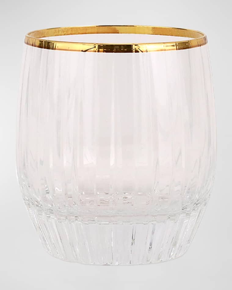 Vietri Natalia Gold Rim Double Old-Fashioned Glass