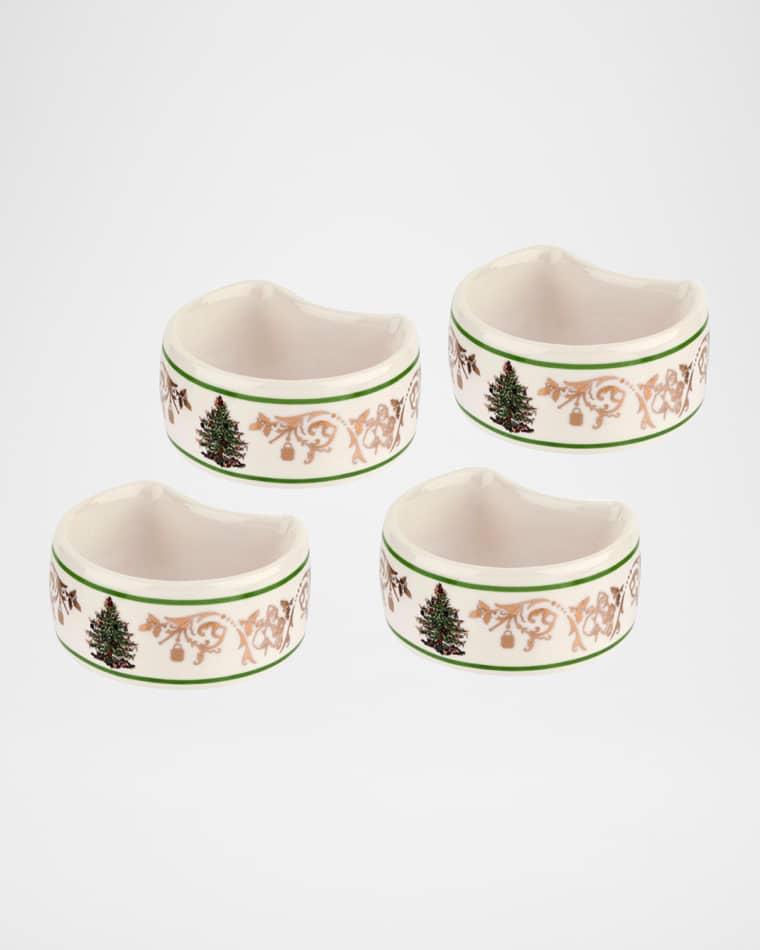 Spode Christmas Tree Gold Napkin Rings, Set of 4