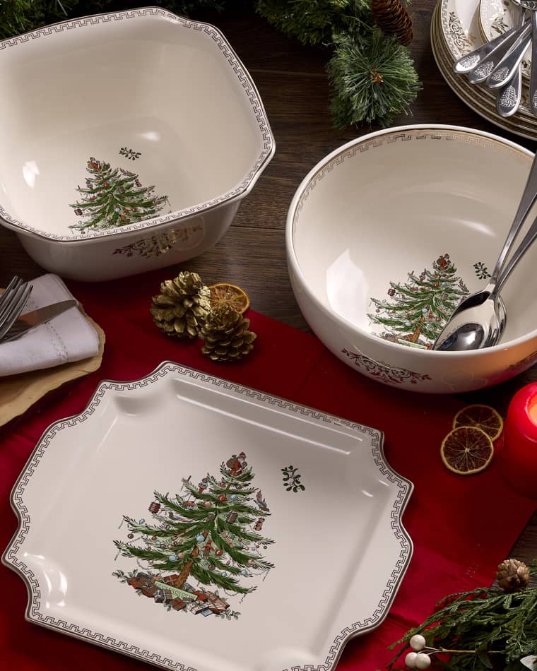 Spode Christmas Tree Set of 4 Dinner Plates Christmas Tree Sculpted Platter