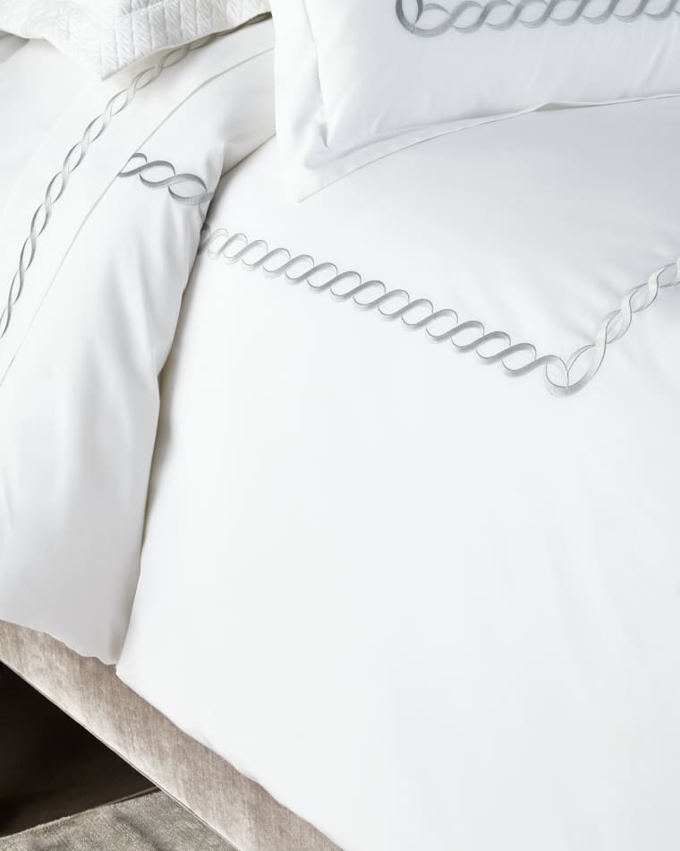 Kassatex King Catena Fitted Sheet Full/Queen Catena Flat Sheet Catena Pillowcase Pair, King