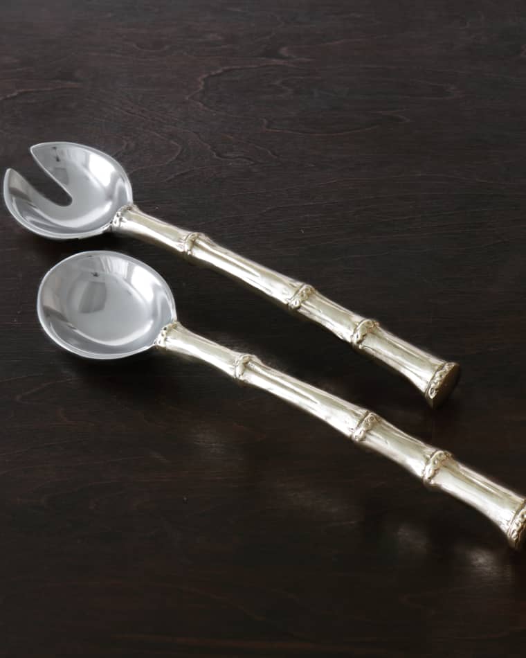 Beatriz Ball GARDEN Bamboo Salad Servers with Golden Handles