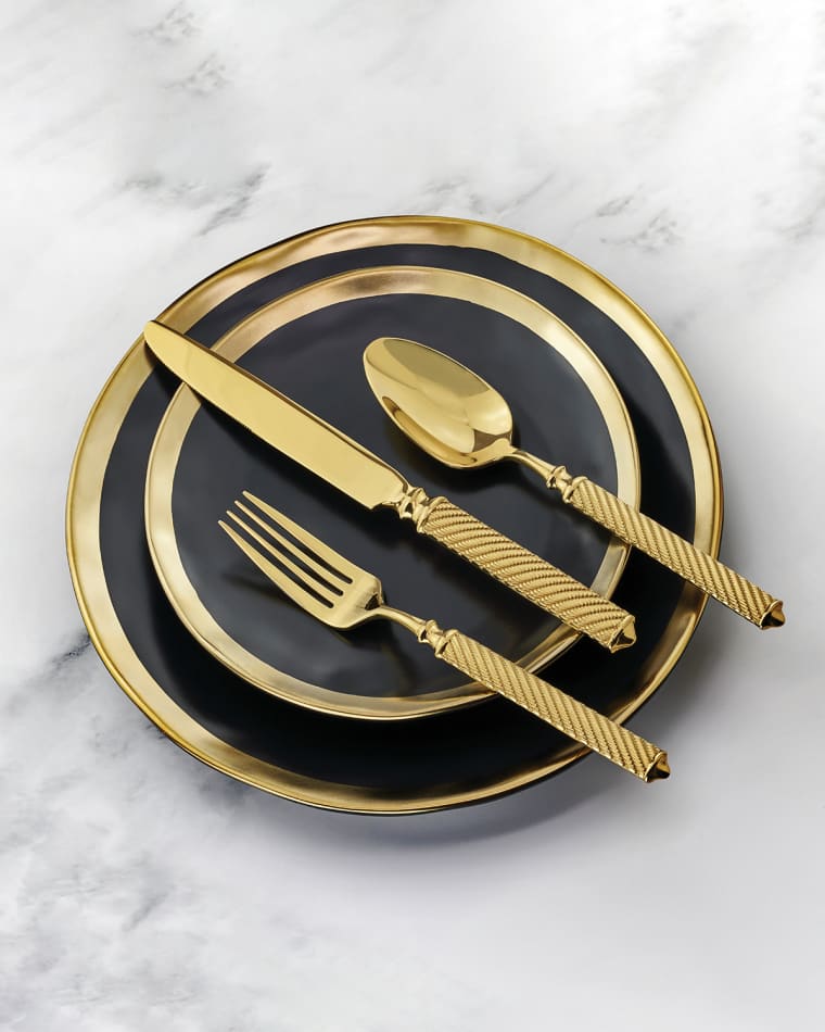 Ricci Silversmith Torsade Gold 45-Piece Flatware Set