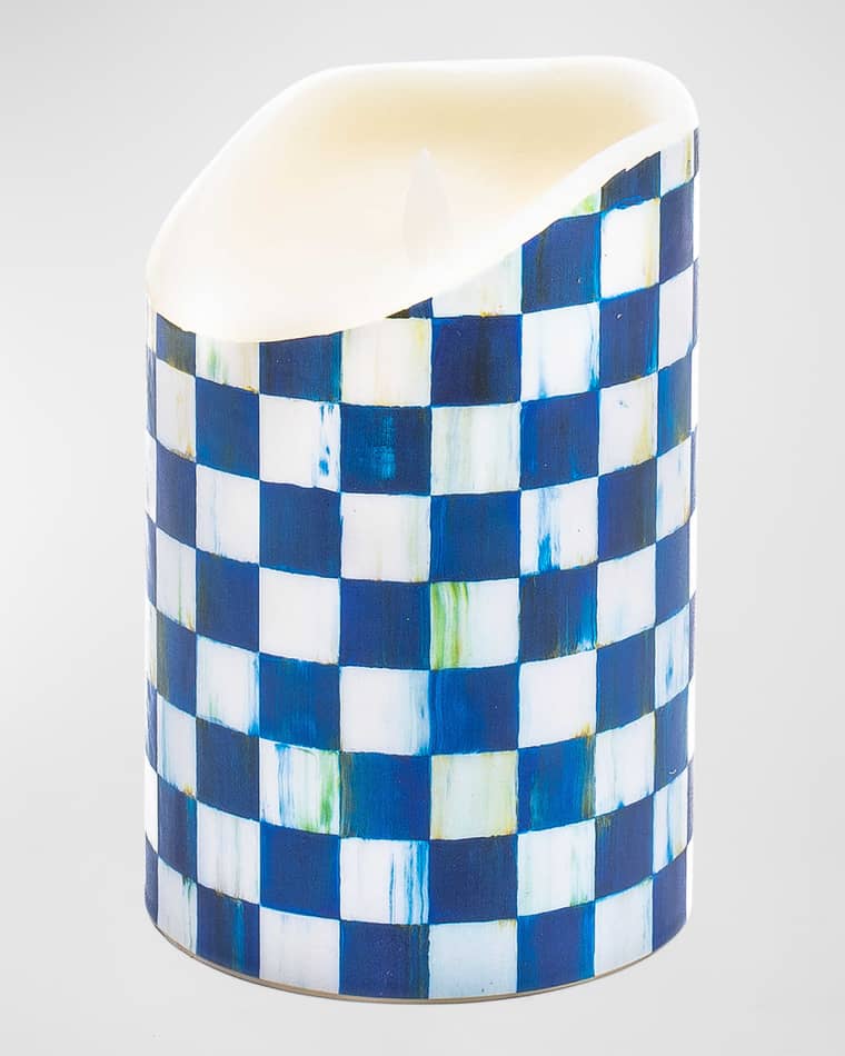 MacKenzie-Childs Royal Check Flicker Pillar Candle - 6"