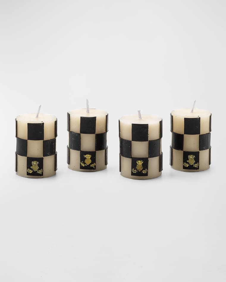MacKenzie-Childs Check Votives in Black/Ivory, Set of 4