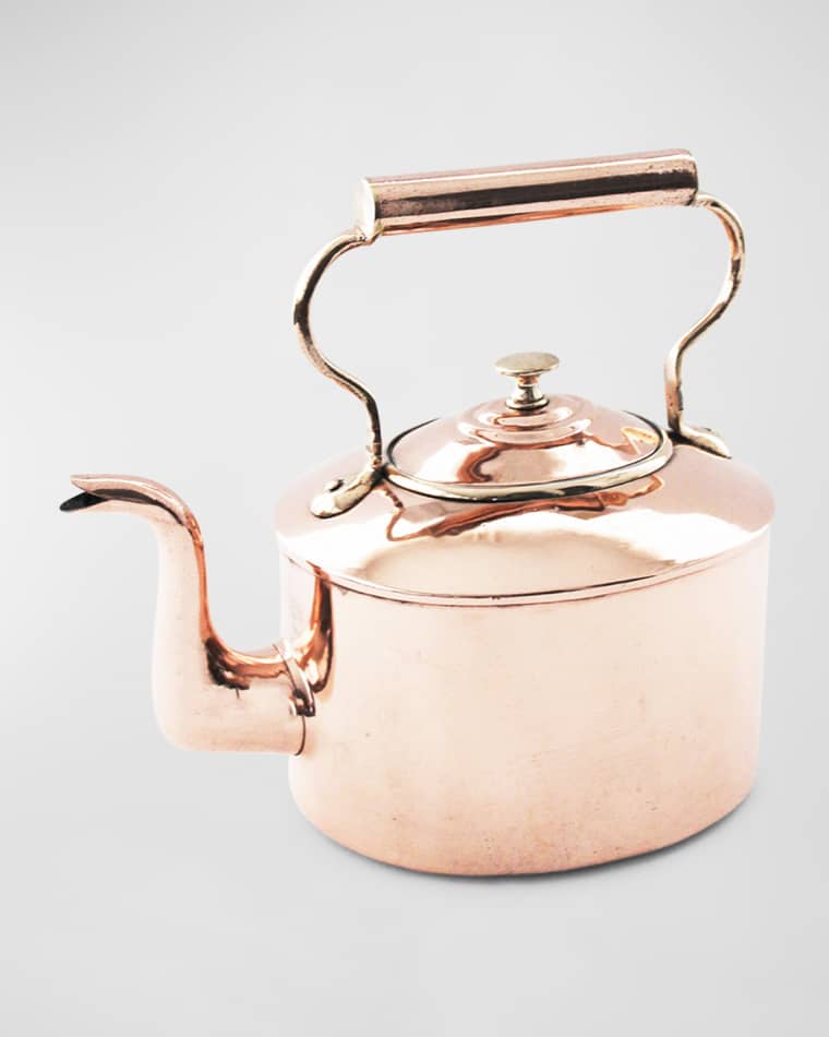 Coppermill Kitchen Antique English Large Oval Tea Kettle, C. 1850