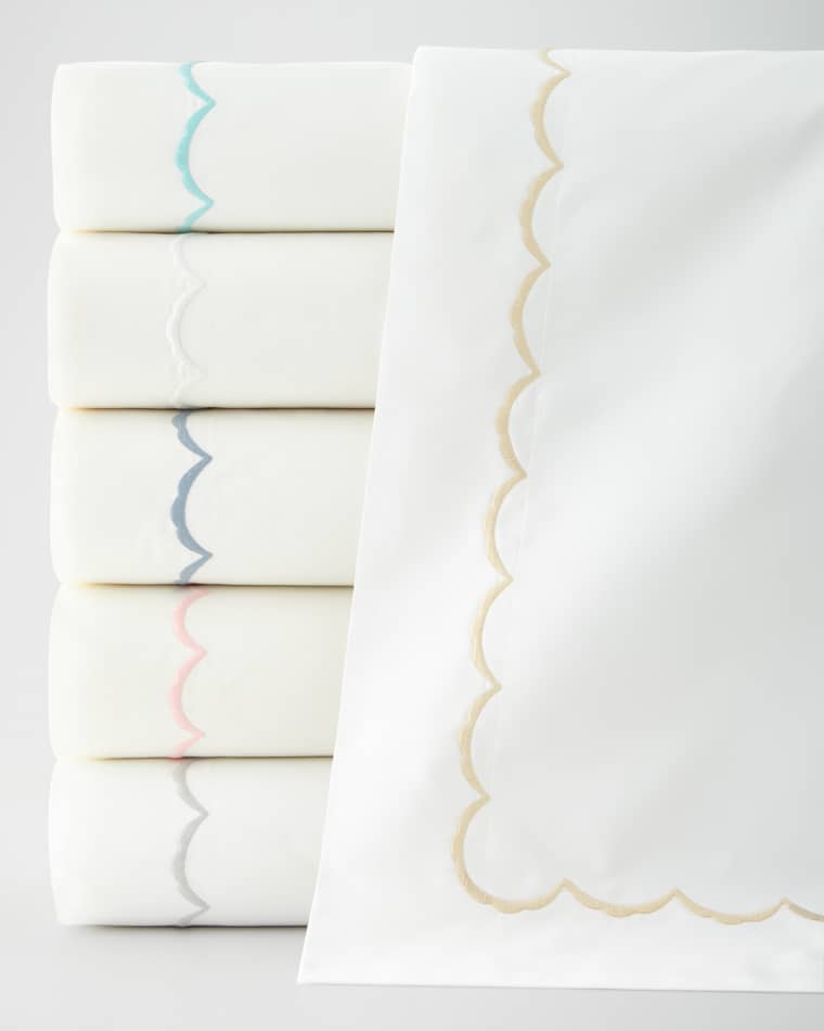 Matouk Scallops Embroidered Duvet Cover, TWIN