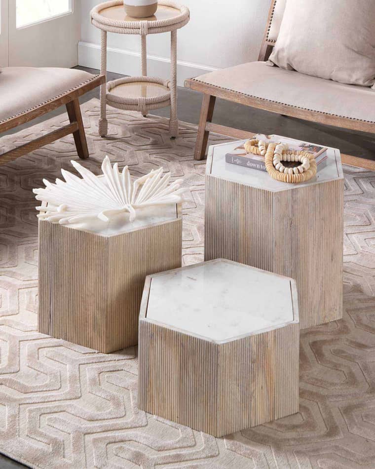 Jamie Young Large Argon Hexagon Side Table Medium Argon Hexagon Side Table Small Argon Hexagon Side Table