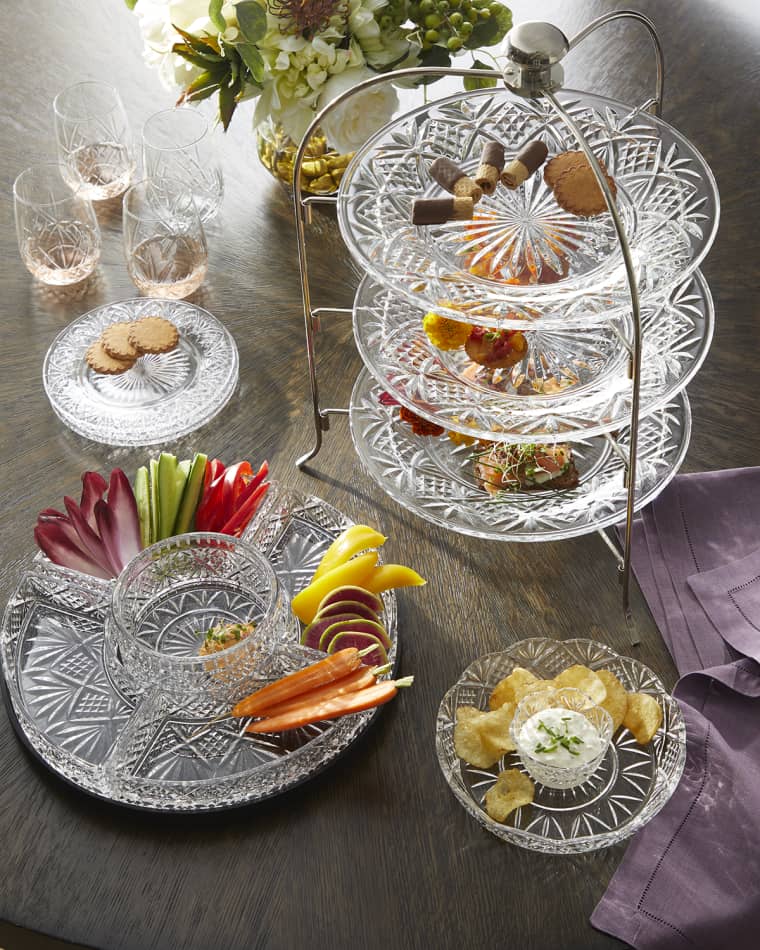 Godinger Dublin Bowls, Set of 3 Dublin Cake Plate Dublin New Chip and Dip Server