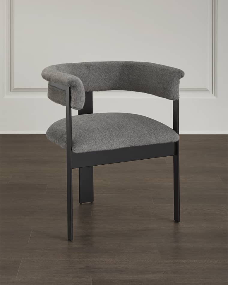 Interlude Home Darcy Pewter Faux Fur Dining Chair