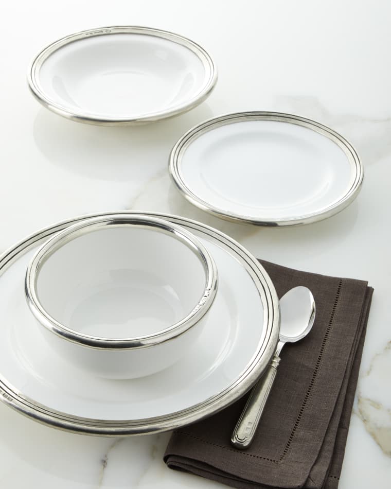 Neiman Marcus Pewter and Ceramic Cereal Bowl