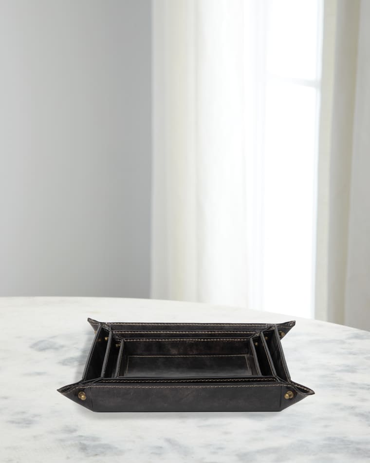 Regina Andrew Derby Leather Trays, Set of 3