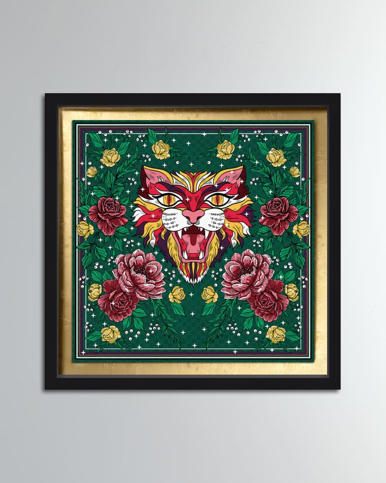 The Oliver Gal Artist Co. Floral Feline Roses Giclee Art Print
