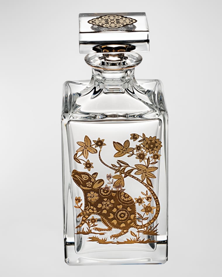 Vista Alegre Whiskey Decanter With Golden Rat