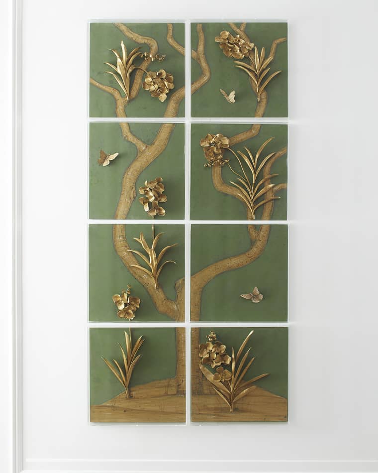 Tommy Mitchell Orchid Tree Panel On Green