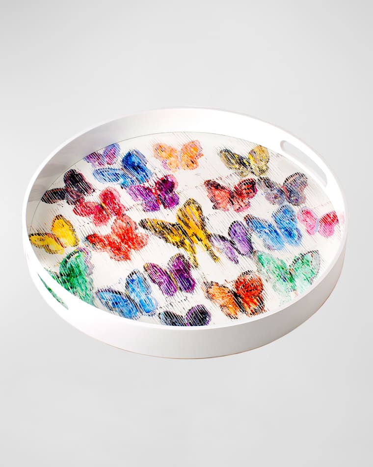 Hunt Slonem Spring Butterflies Large Round Tray