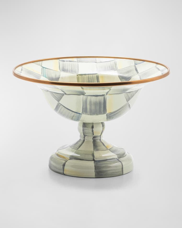 MacKenzie-Childs Sterling Check Enamel Compote