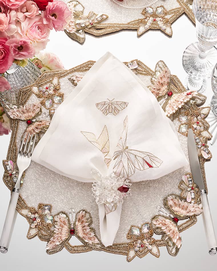 Baccarat x Kim Seybert Diamant Butterflies Placemats, Set of 2 Zenith Napkin Rings, Set of 4