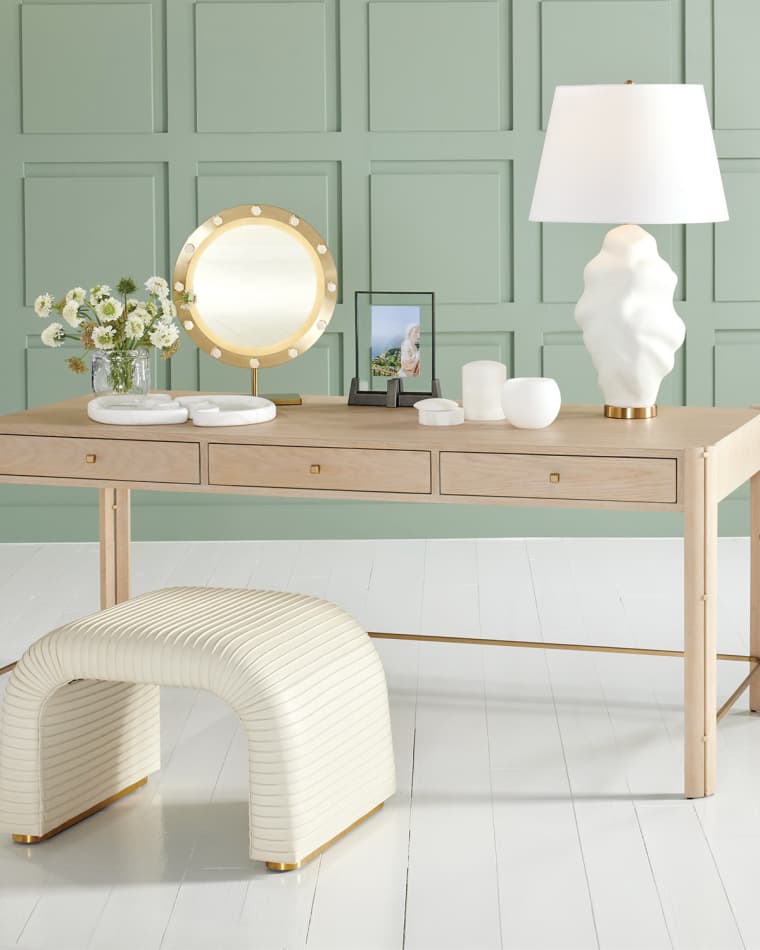 Ashley Childers for Global Views Paxton Writing Desk Cade Leather Stool
