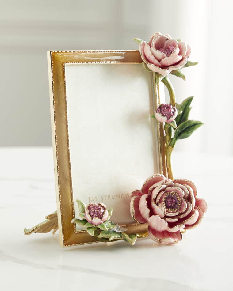Jay Strongwater Peony Photo Frame, 5" x 7"
