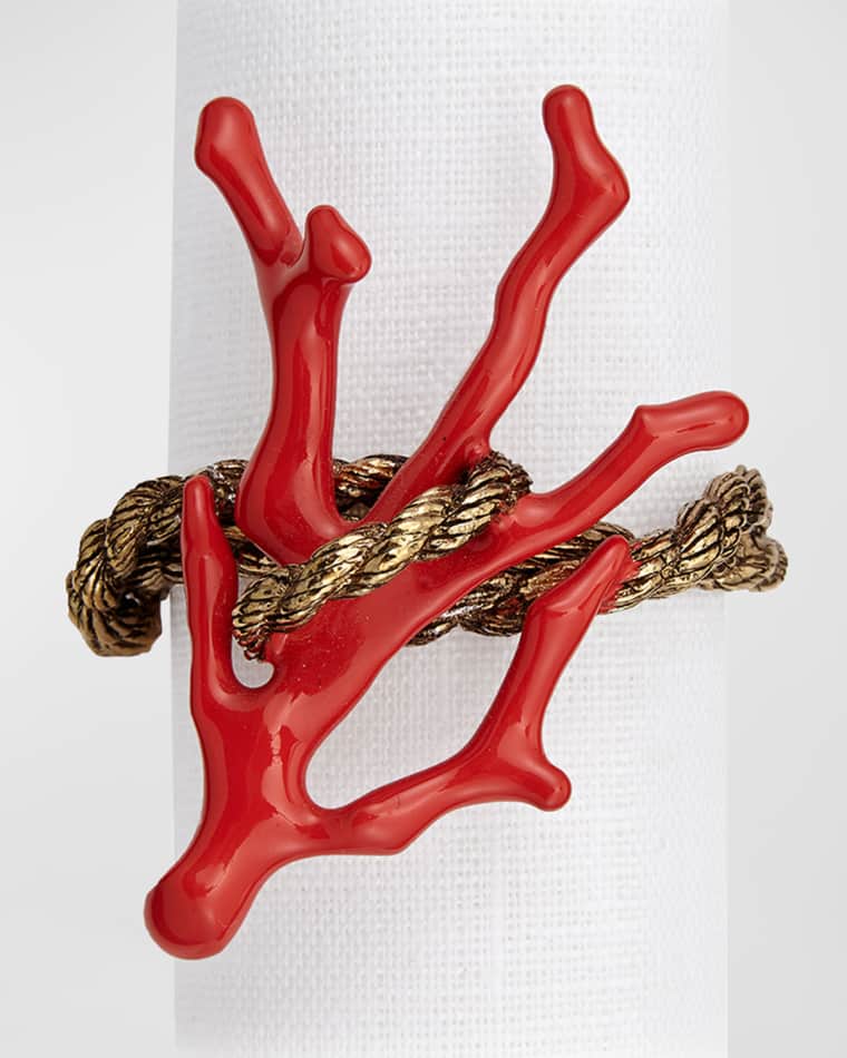 L'Objet Coral Napkin Rings Jewels, Set of 4
