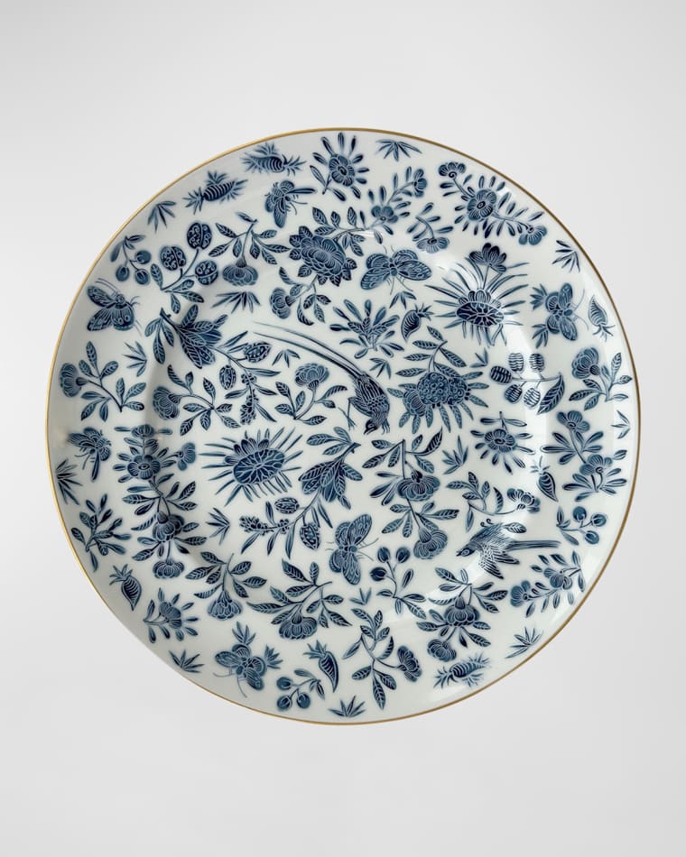 Mottahedeh Sacred Bird & Butterfly Blue Dinner Plate Sacred Bird & Butterfly Blue Bread & Butter Plate Sacred Bird & Butterfly Blue Dessert Plate