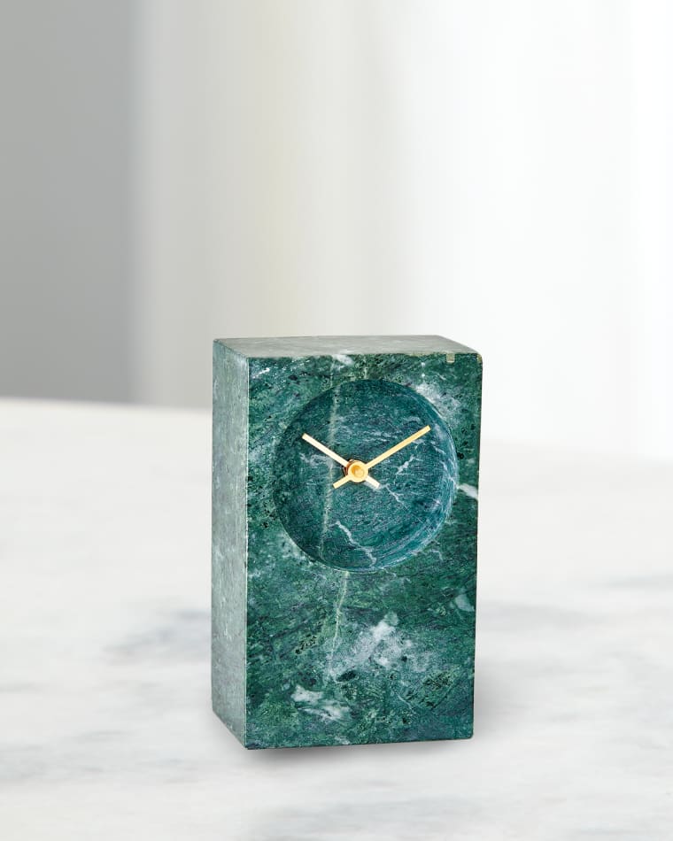 Global Views Marble Tower Clock, Green
