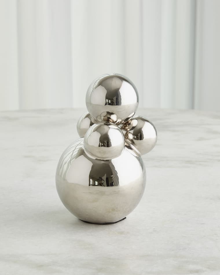 Global Views Small Bubble Orb Holder with Nickel Orb, 8.5"