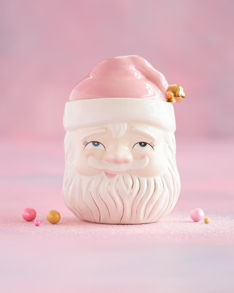 Glitterville Papa Noel Pink Cookie Jar
