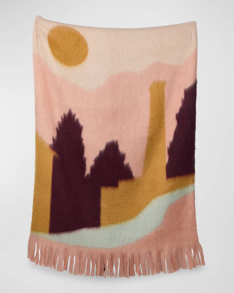 Mantas Ezcaray Views Collection Pink Mohair Throw Blanket