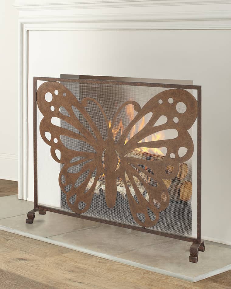 Burnished Taupe Butterfly Accent Fire Screen