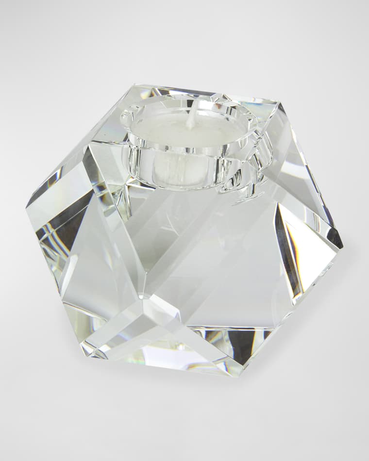 Tizo Clear Crystal Votive Candle Holder Diamond Cut Small