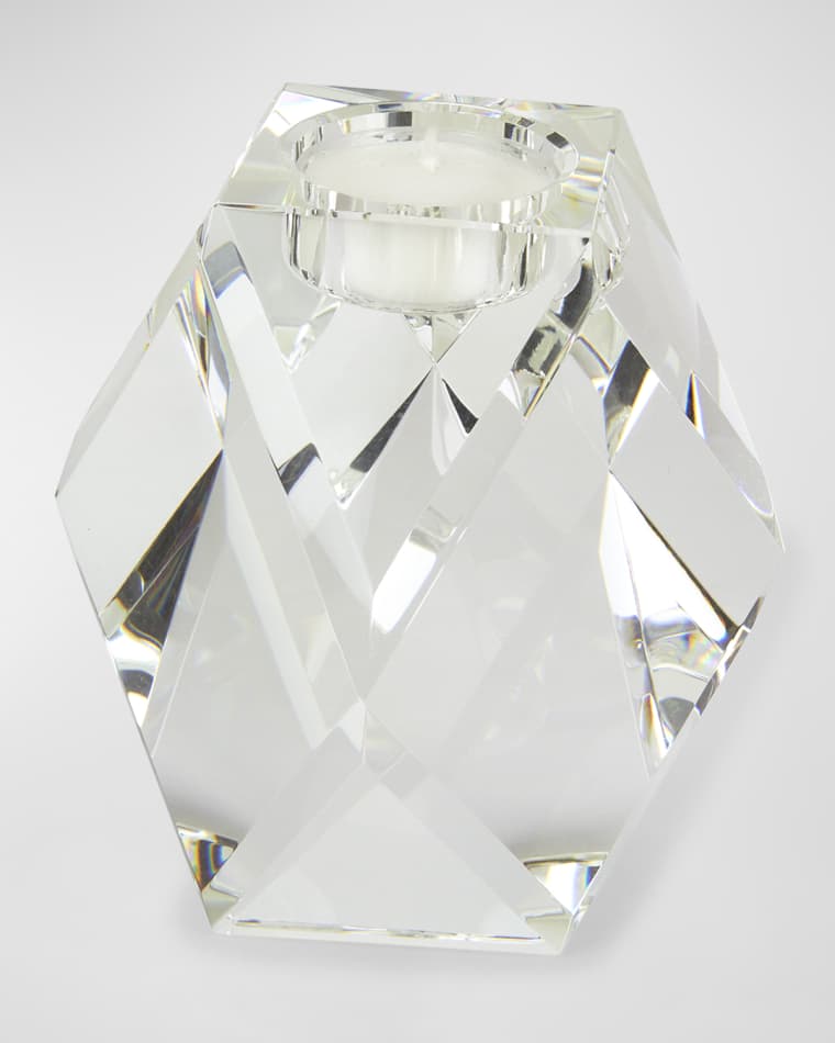 Tizo Clear Crystal Votive Candle Holder Diamond Cut Medium