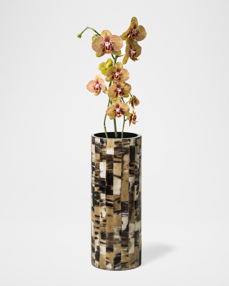 LADORADA Horn Domino 12" Cylinder Vase Horn Domino 10" Cylinder Vase