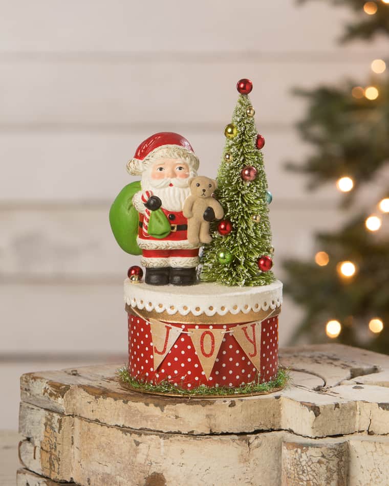 Bethany Lowe Joy Santa on Box Christmas Decoration