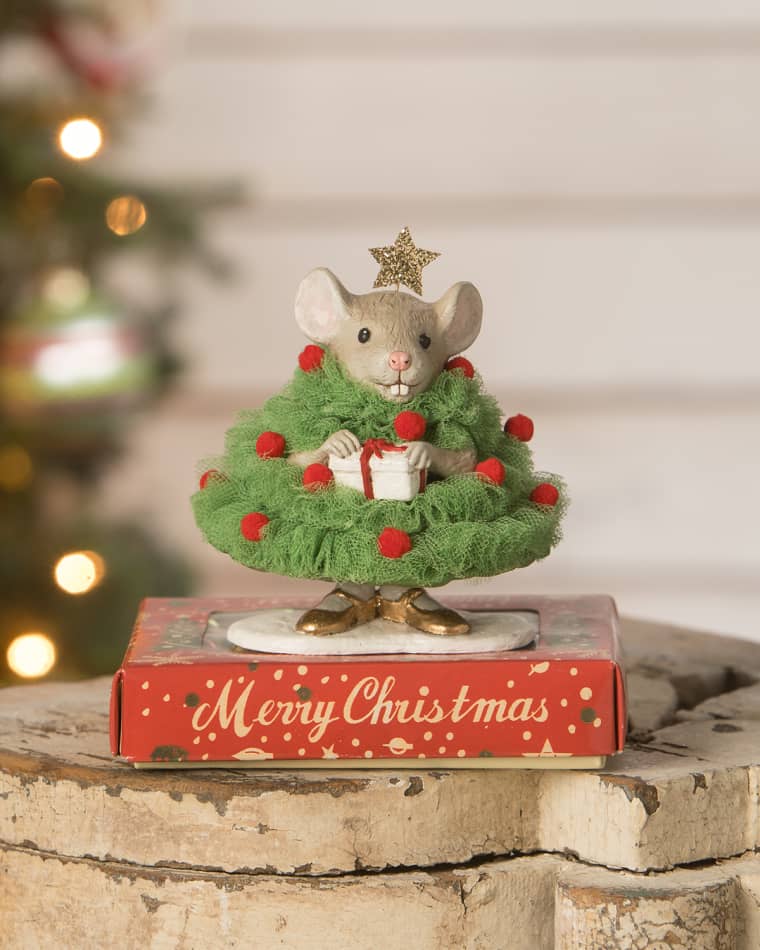 Bethany Lowe Jolly Christmas Tree Pixie Mouse