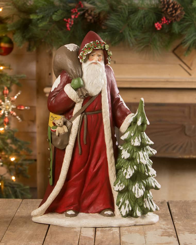 Bethany Lowe Traditional Father Christmas with Tree