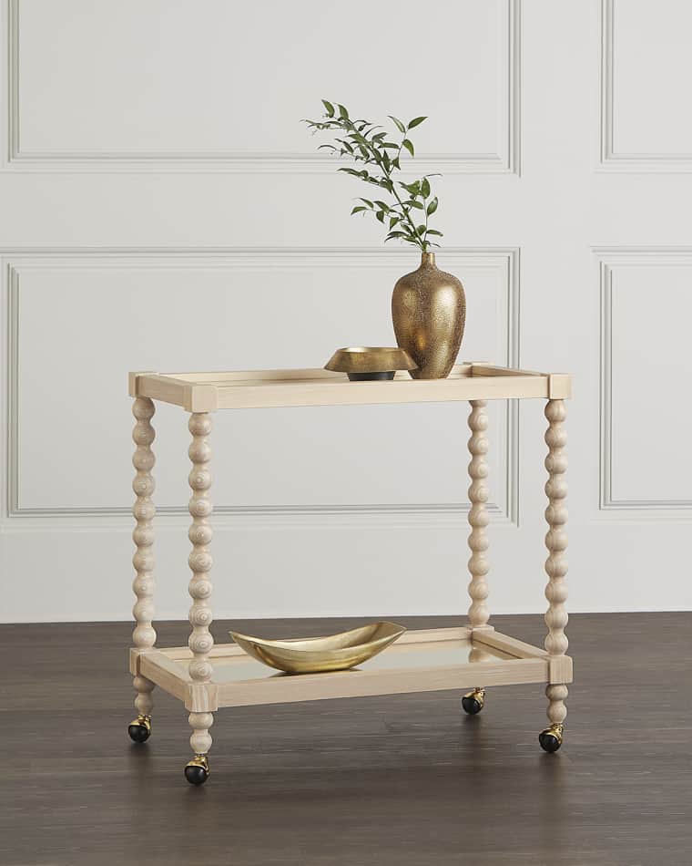 Worlds Away Vienne Cerused Oak Bar Cart