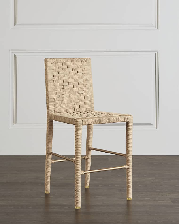Worlds Away Roberta Basketweave Counter Stool, 26.3"