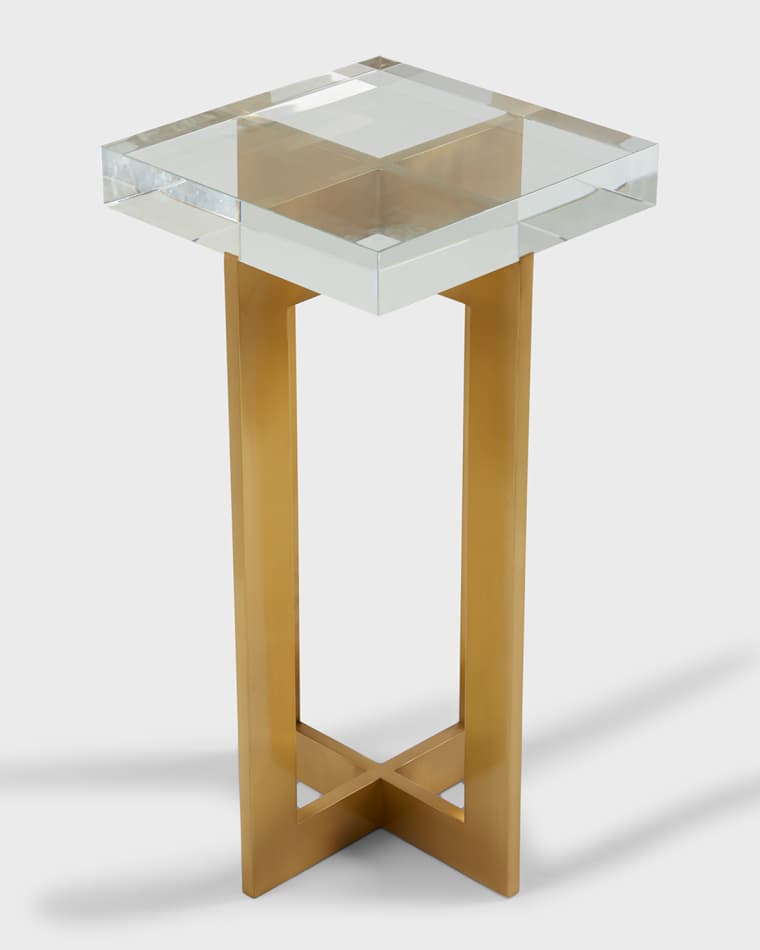 John-Richard Collection Polished Brass and Crystal Martini Table