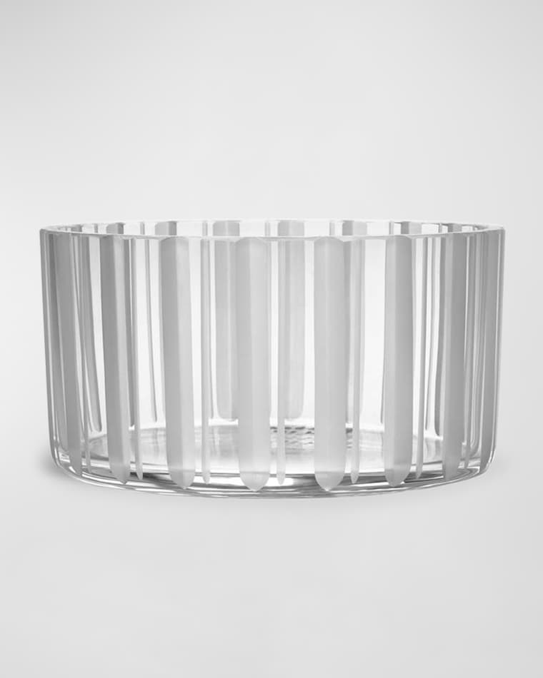 Orrefors 6" Cut in Number Stripes Bowl