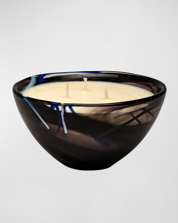 Kosta Boda Contrast Black Candle, Blushing Pink