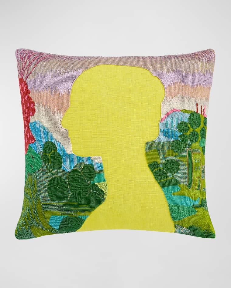 Jonathan Adler Renaissance Landscape Beaded Pillow, 20" Square
