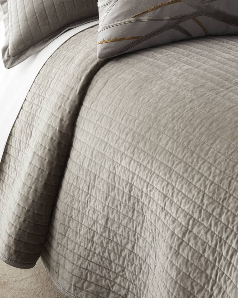 Lili Alessandra Aria Quilted Coverlet Matte Velvet, Queen